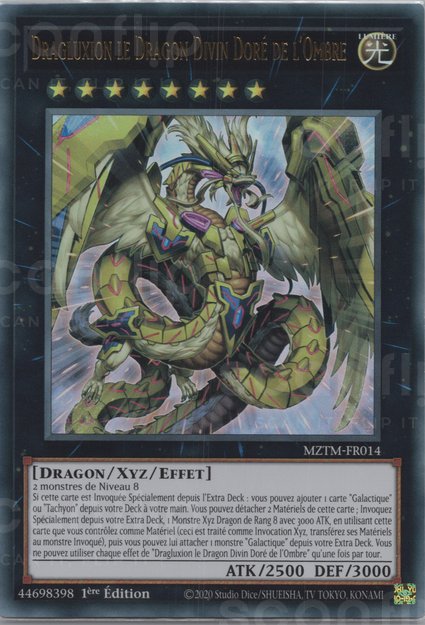 Dragluxion le Dragon Divin Doré de l'Ombre